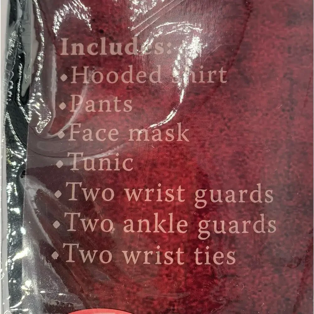 Ninja Costume Kids Boy Size L 10-12 Complete Red Black Shirt Pant Mask Halloween